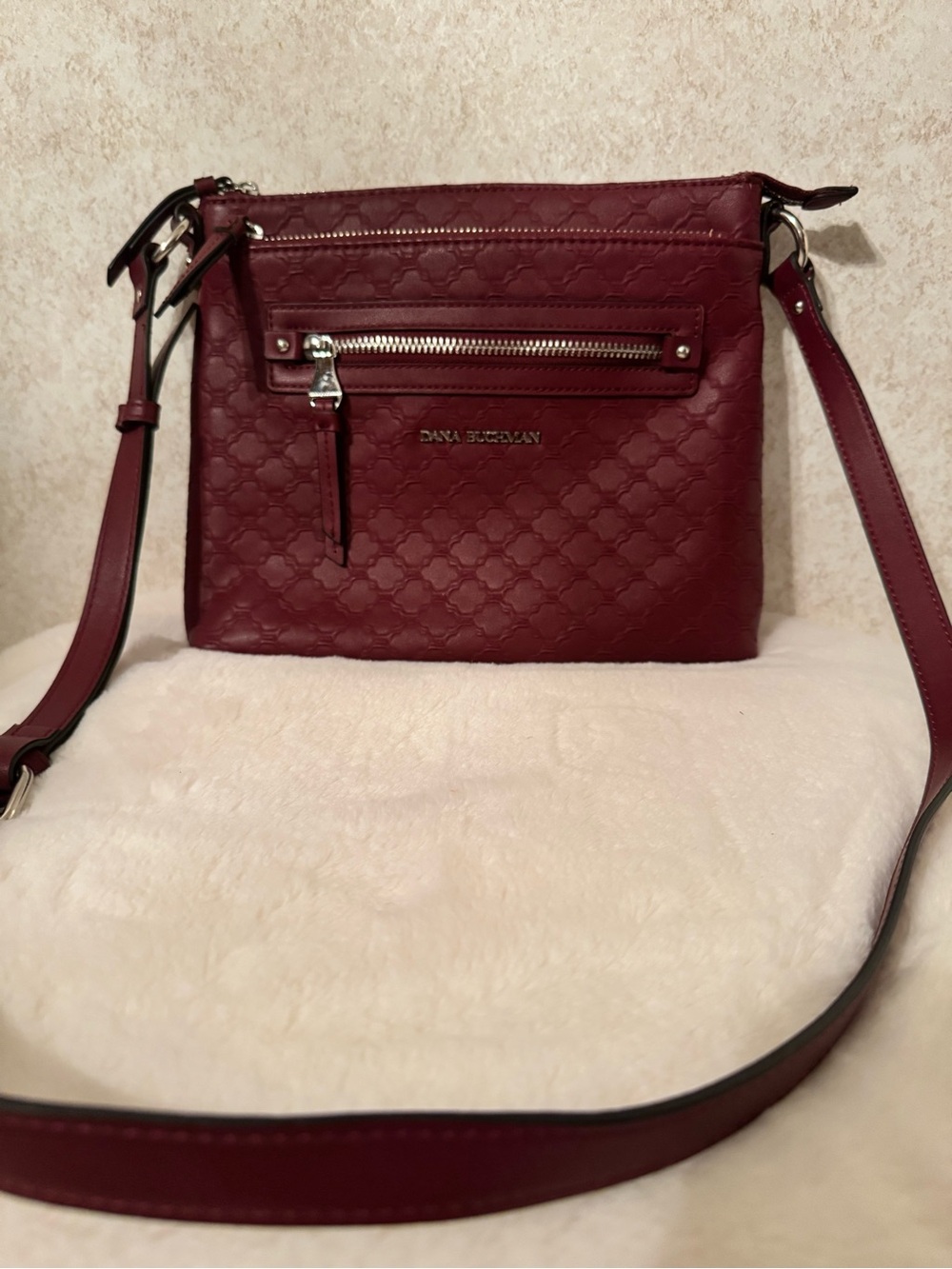 Dana Buchman Gracie Wine Red Quilted Crossbody Bag